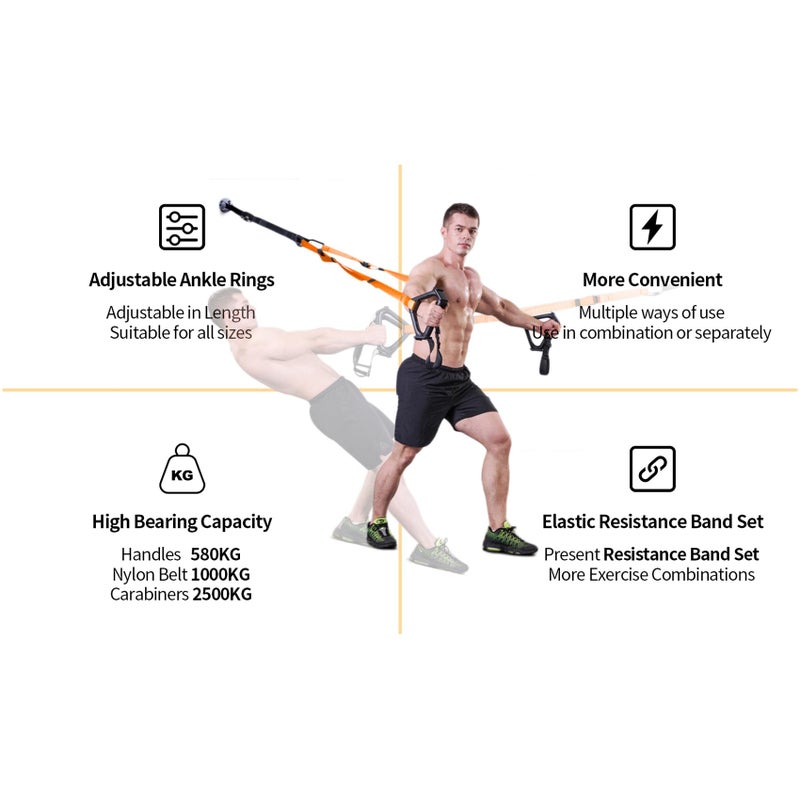 Moulyan Bodyweight Resistance Training Straps,Suspension Training Straps Complete Home Gym Fitness Trainer kit for Full-Body Workout Easy Setup Gym Home Outdoors - Image 4
